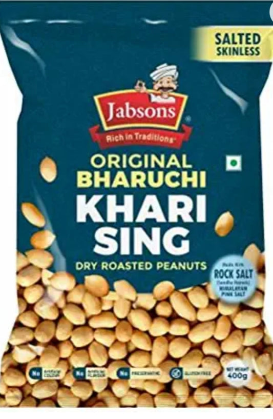 Jabsons Bharuchi Khari Sing Skinless Peanuts 400g | Crunchy Healthy Peanuts Dristi Trading