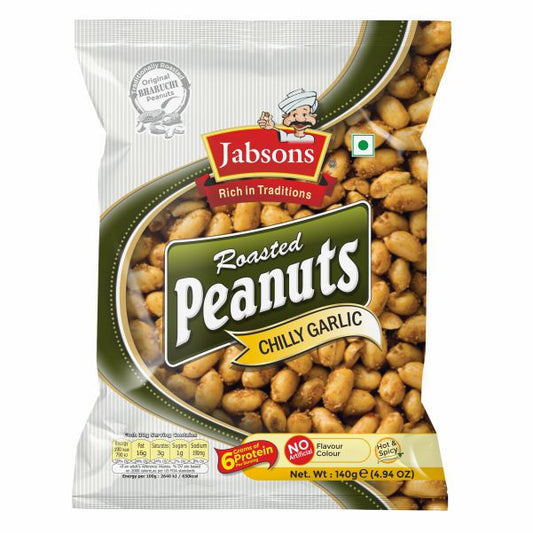 Jabsons Roasted Peanuts Chilly Garlic 140g | Masala Roasted Peanuts for Tea drishti Trading