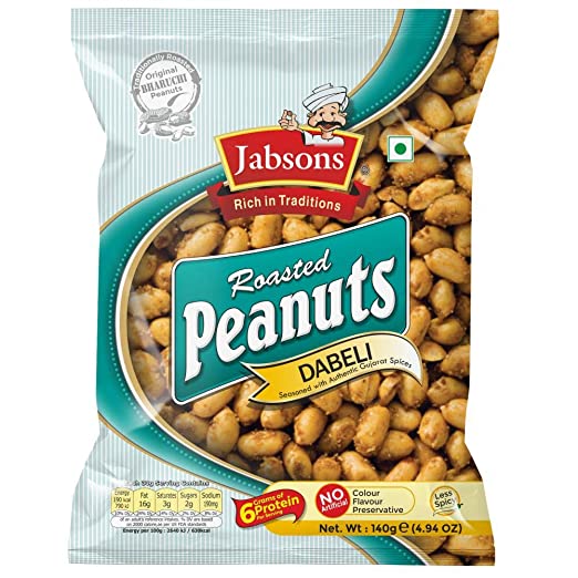 Jabsons Roasted Peanuts Dabeli 140g | Spicy Dabeli Flavor Peanuts Dristi Trading
