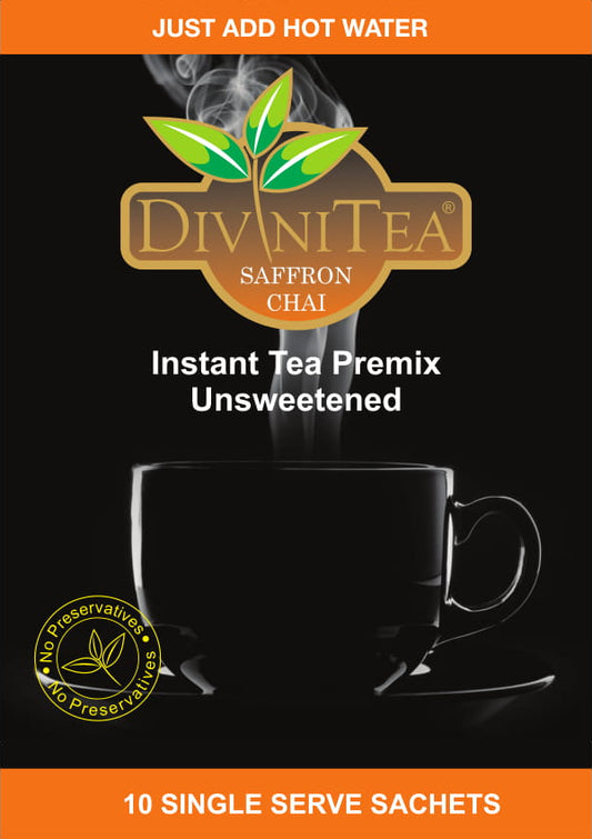 Divinitea Instant Premix Saffron Chai Sweetened | Instant Tea Premix Sachets drishti trading