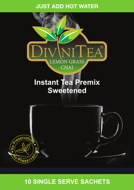 Divinitea Lemongrass Instant Tea | Instant Chai Premix Sweetened & Unsweetened Drishti Trading