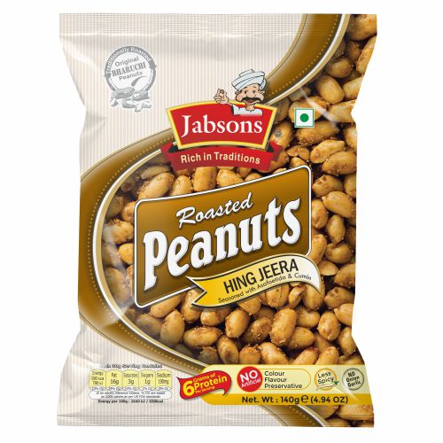 Jabsons Roasted Peanut Hing Jeera 140g | Asafoetida Cumin Roasted Peanuts Drishti Trading