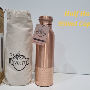 Pure Copper Water Bottle 950ml Half Hammered | Drinking in Copper Bottle Drishti Trading