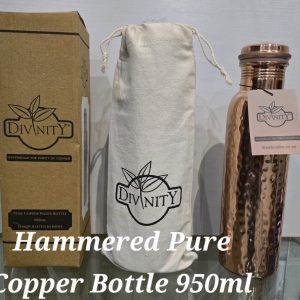 Hammered Polish Pure Copper Water Bottle 950ml | Copper Bottle Online Drishti Trading