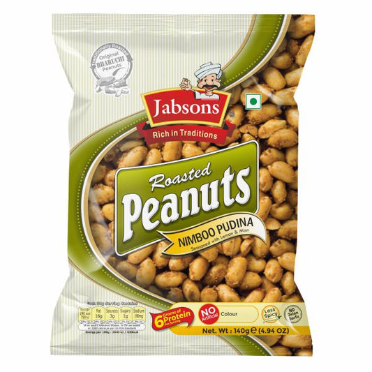 Jabsons Roasted Peanuts Nimboo Pudina 140g | Lemon Mint Peanut Snack Drishti Trading