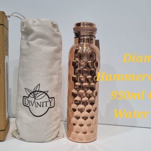 Pure Copper Bottle Diamond Hammered 950ml